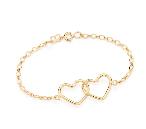 Gold-plated double heart bracelet