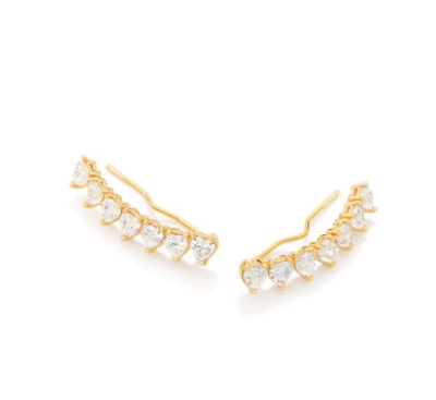 Gold plated hearts zirconia ear cuff earring