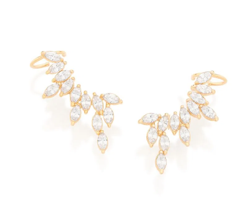 Gold plated ear cuff earring with zirconia