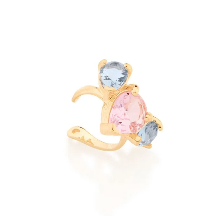 Gold-plated royal pressure piercing earring with zirconia