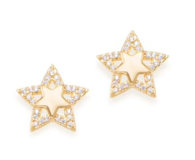 Gold-plated star earring with zirconia