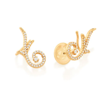 Gold plated swirl ear cuff earring