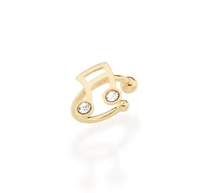 Gold plated music piercing earring with zirconia