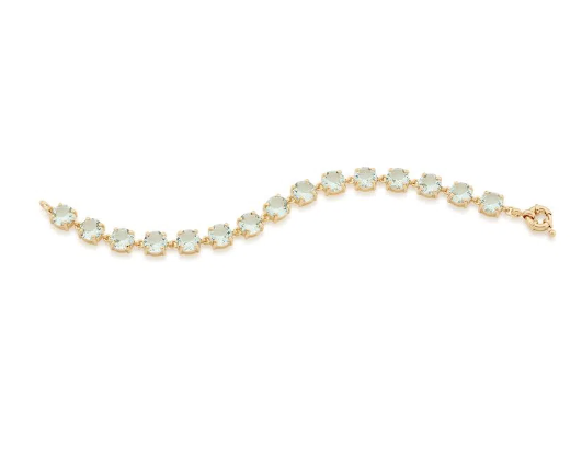Gold-plated bracelet with light green crystal