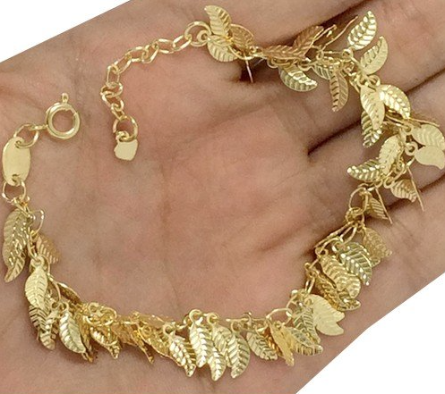 Gold-plated leaves bracelet
