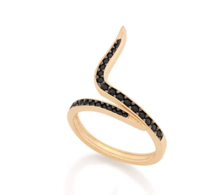 Gold-plated skinny ring with black zirconia