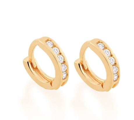 Gold-plated tiny little hoop earring with zirconia