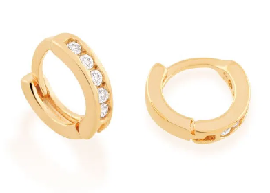 Gold-plated tiny little hoop earring with zirconia