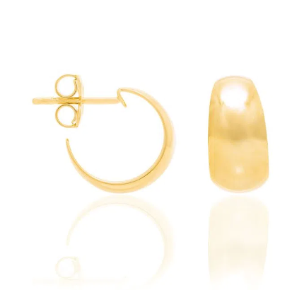 Gold-plated half wide hoop earring