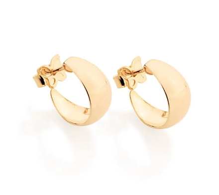 Gold-plated half wide hoop earring