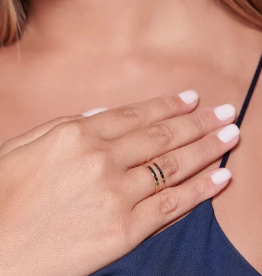 Gold-plated adjustable double ring