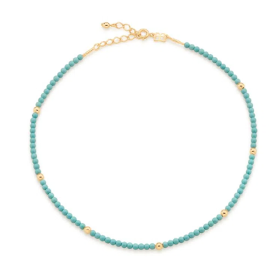 Gold-plated choker with marine blue beads
