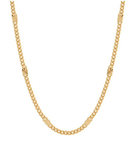 Gold-plated curb diamanté chain - 42 cm