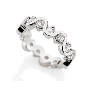 Rhodium plated wave ring with zirconia
