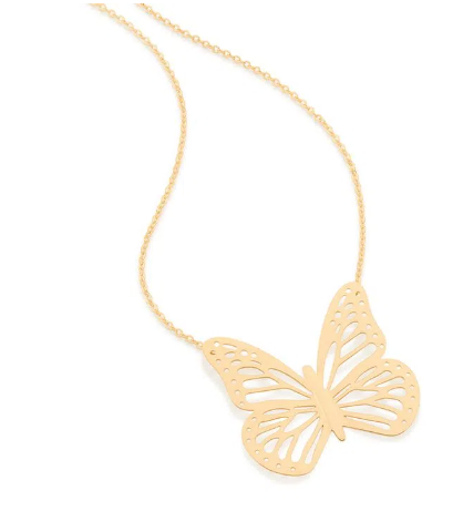 Gold-plated large butterfly necklace