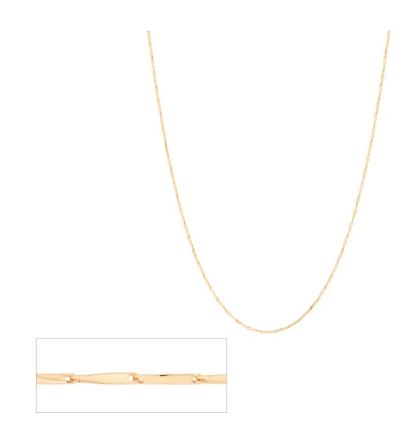 Gold-plated chain formed by smooth and beaten fillets - 70 cm
