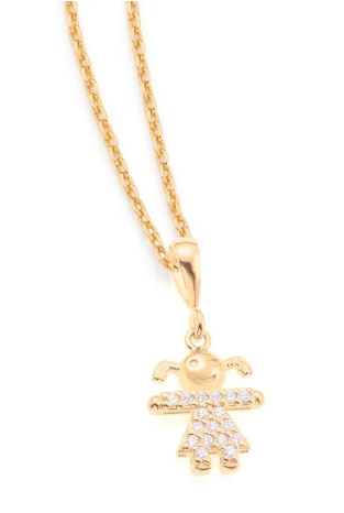 Gold-plated girl with zirconia dress pendant