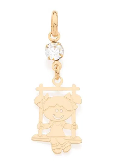 Gold-plated girl on swing pendant