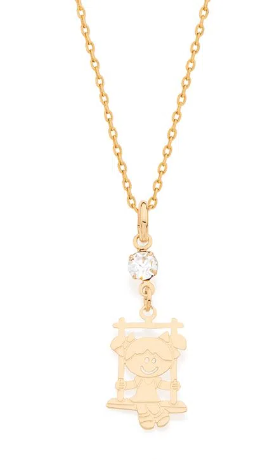 Gold-plated girl on swing pendant