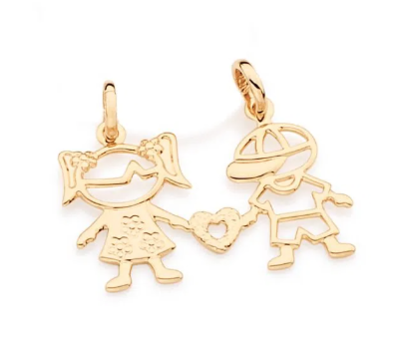Gold-plated girl and boy pendant
