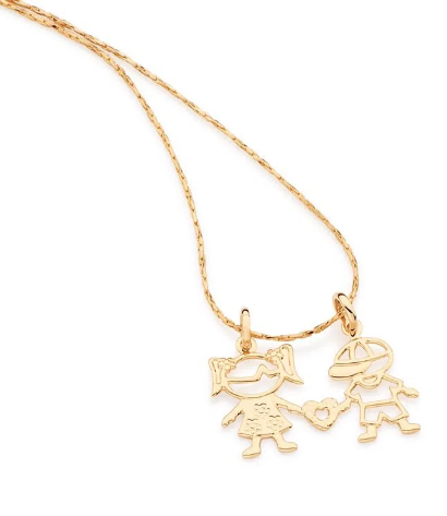 Gold-plated girl and boy pendant