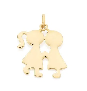 Gold-plated girl and boy pendant