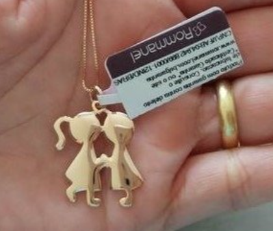 Gold-plated girl and boy pendant