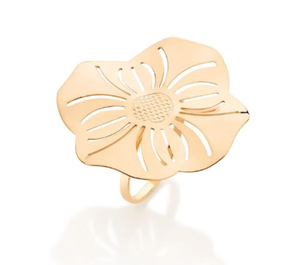Gold plated flower maxi ring