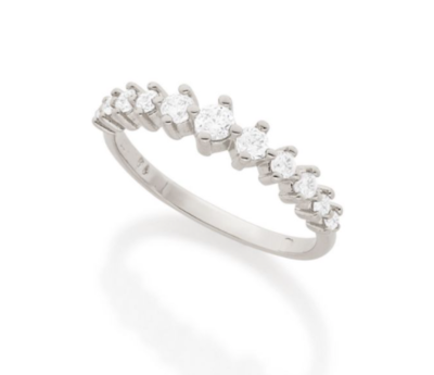 Rhodium plated stunned ring with zirconia