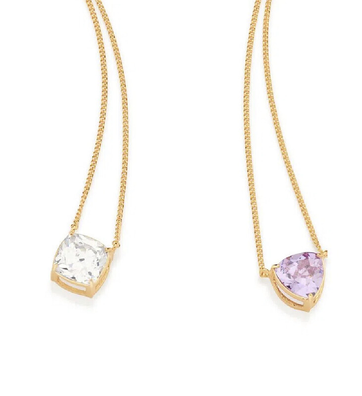 Gold-plated scapular necklace with zirconia