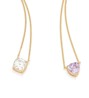 Gold-plated scapular necklace with zirconia