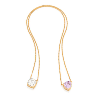 Gold-plated scapular necklace with zirconia