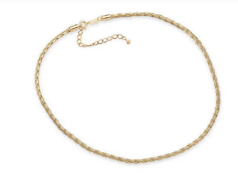 Gold-plated nude and gold leather choker