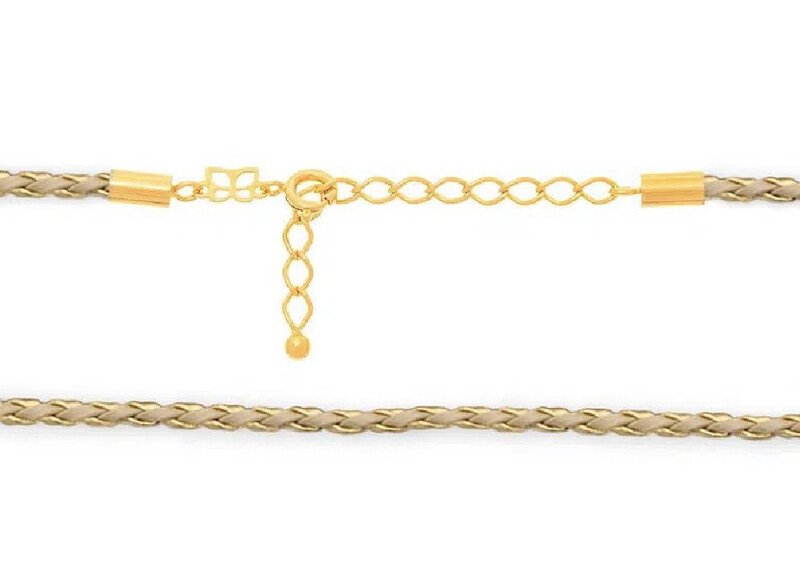 Gold-plated nude and gold leather choker