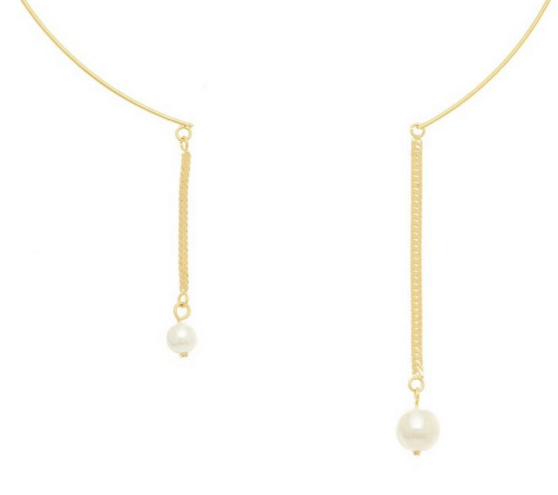 Gold-plated choker with pearls pendants 