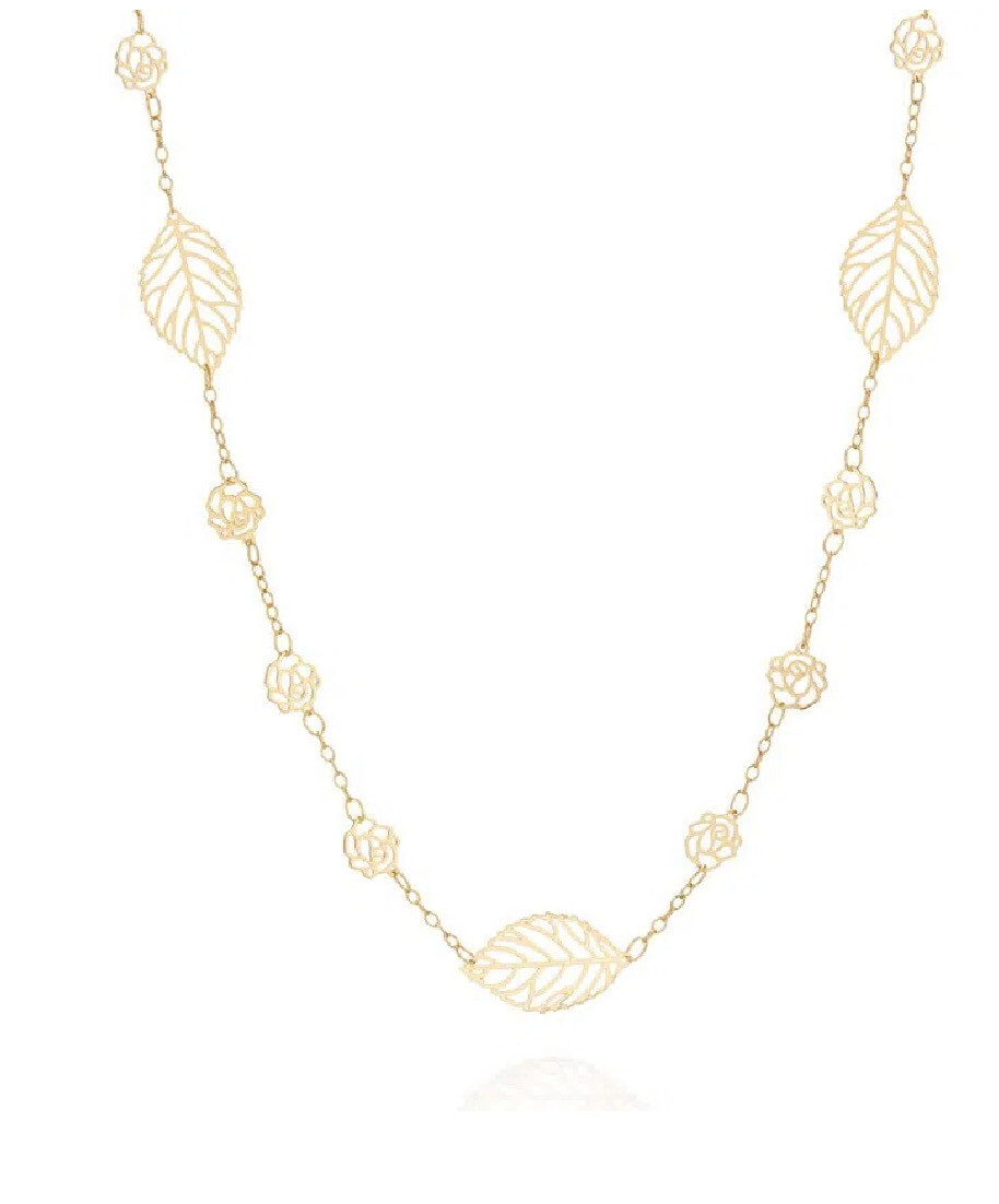 Gold plated leaves and flowers necklace