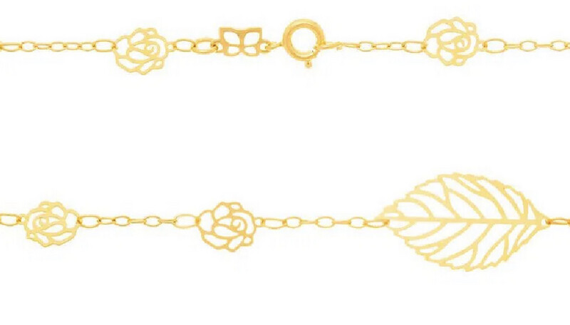 Gold plated leaves and flowers necklace