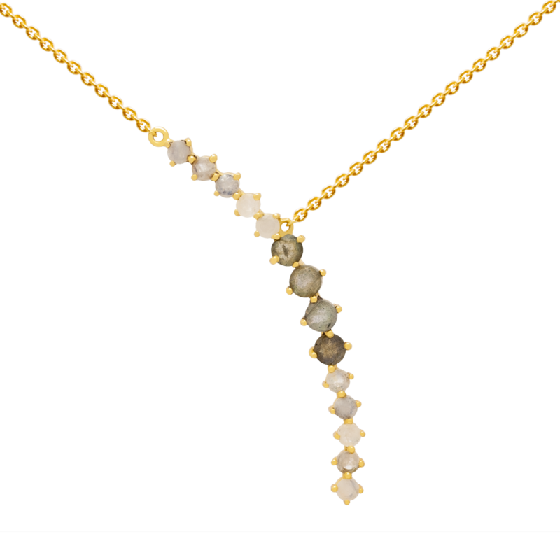 Gold-plated necklace with natural stones
