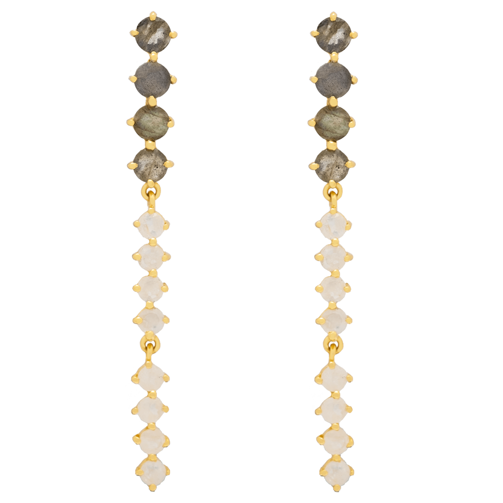 Gold-plated earrings long articulated with lots of movement