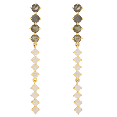 Gold-plated earrings long articulated with lots of movement