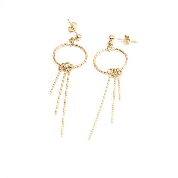Gold-plated circle and pendants earring