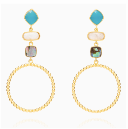 Gold-plated natural stones pendant earrings