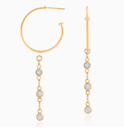 Gold-plated moonstone pendant earrings