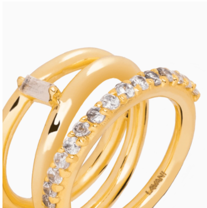Gold-plated 3 in 1 ring with zirconia
