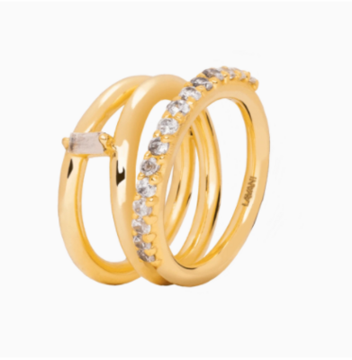 Gold-plated 3 in 1 ring with zirconia
