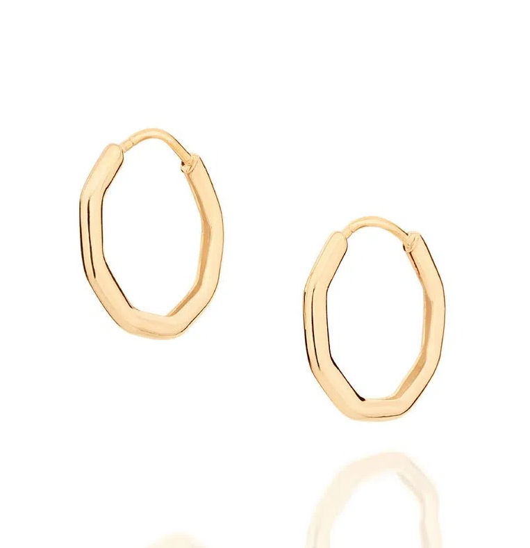 Gold-plated geometric huggie hoop earring