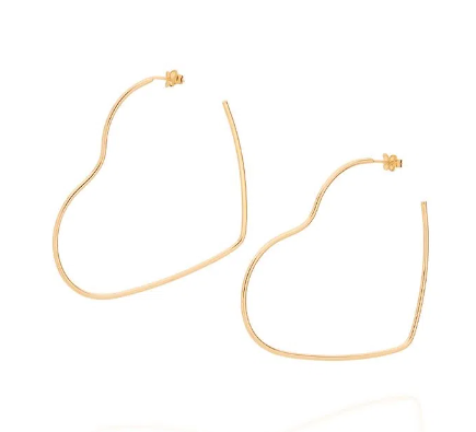 Gold-plated maxi hoop earrings in the shape of a heart.