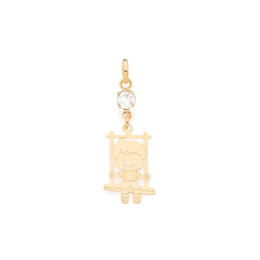 Gold-plated Boy on swing pendant