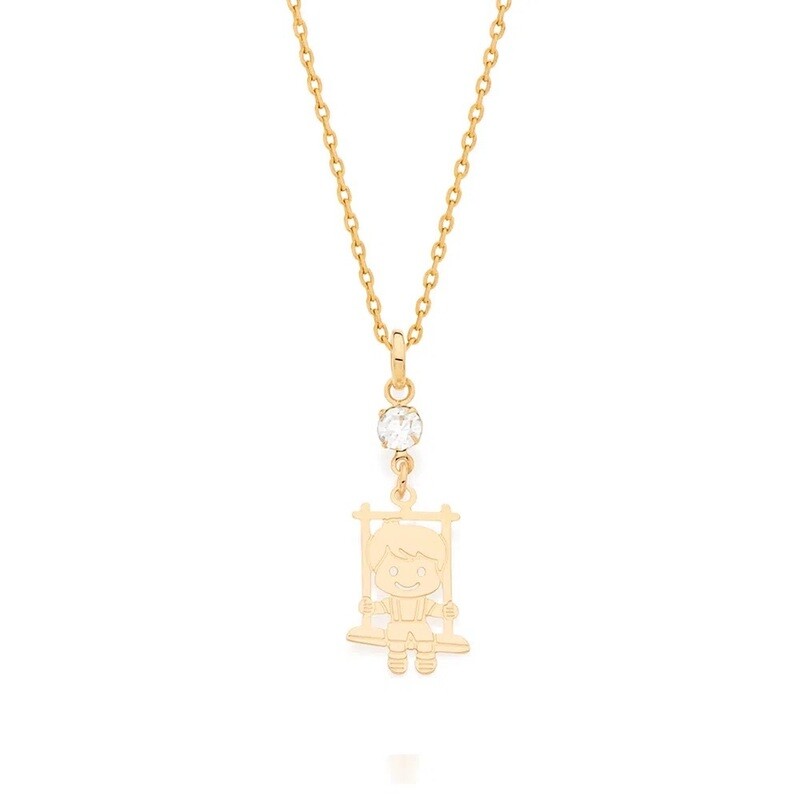 Gold-plated Boy on swing pendant