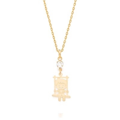 Gold-plated Boy on swing pendant